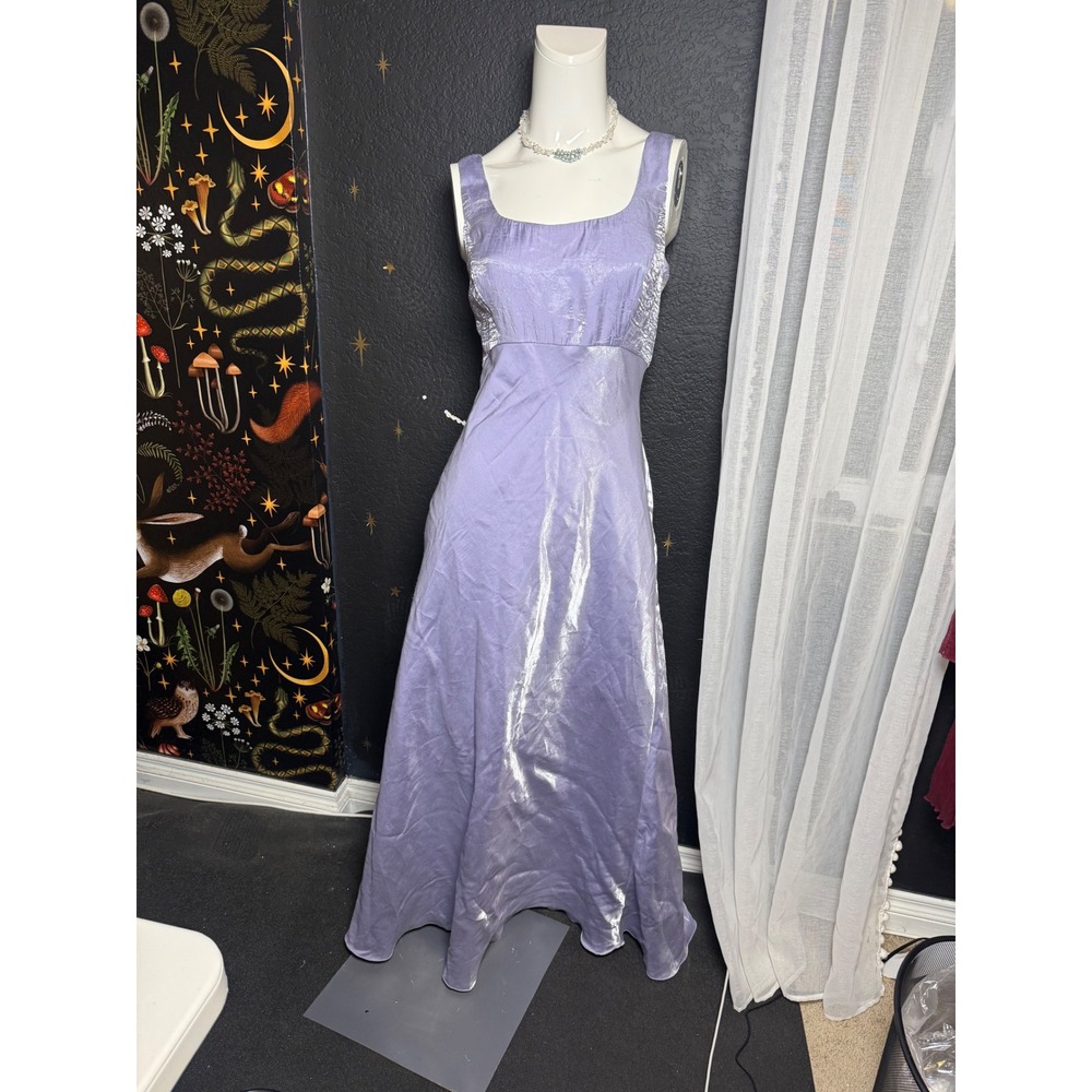 Vintage Davids Bridal Lavender Metallic Empire Waist Formal Gown Dress 12 Purple